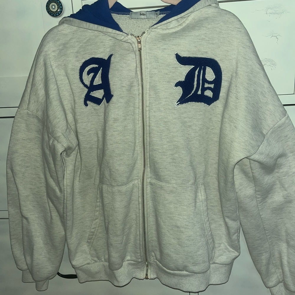 Adika Gray and Blue Letter Zip Up